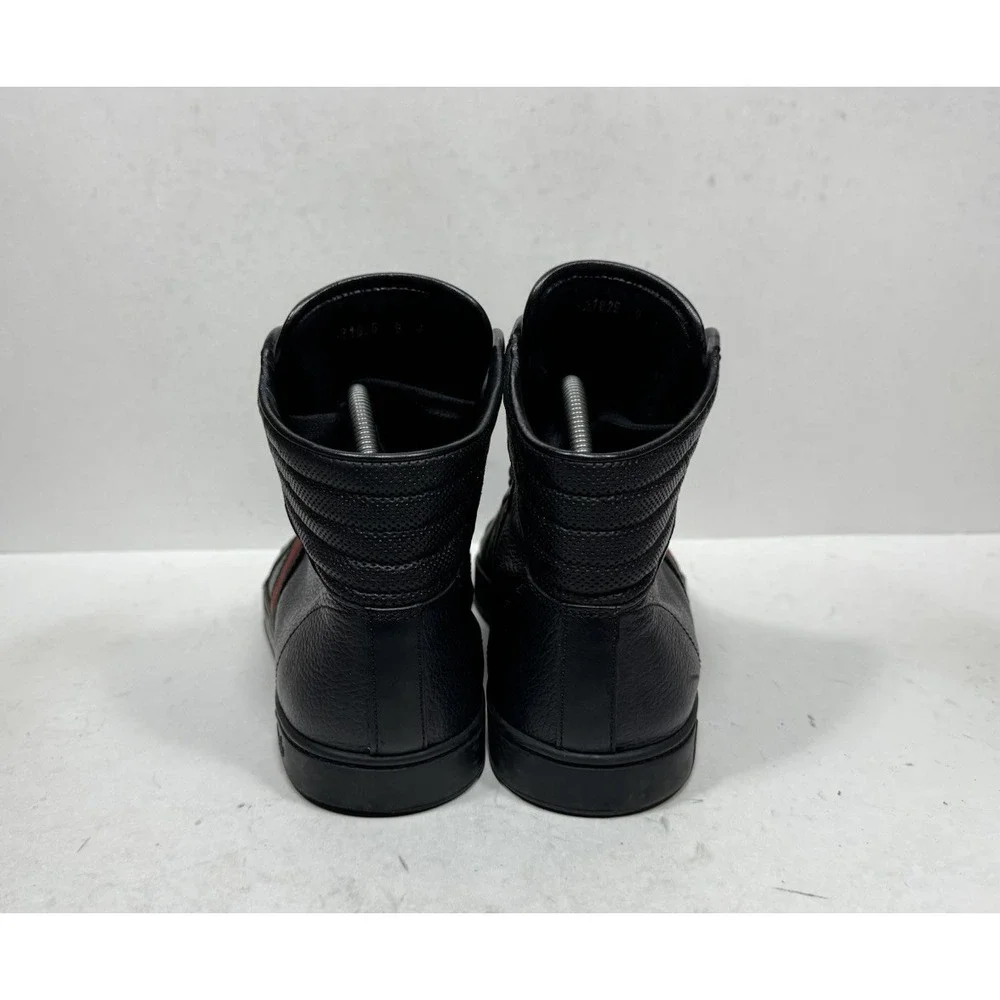 Gucci Web High Sneakers GG Black Leather High Top Men's Size 10 US / 9 G Shoes‎